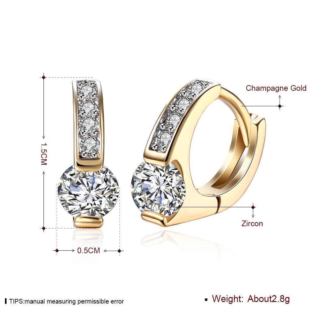 925 Sterling Silver 18K Gold Zircon Earclip Earrings for Women Fashion Jewelry