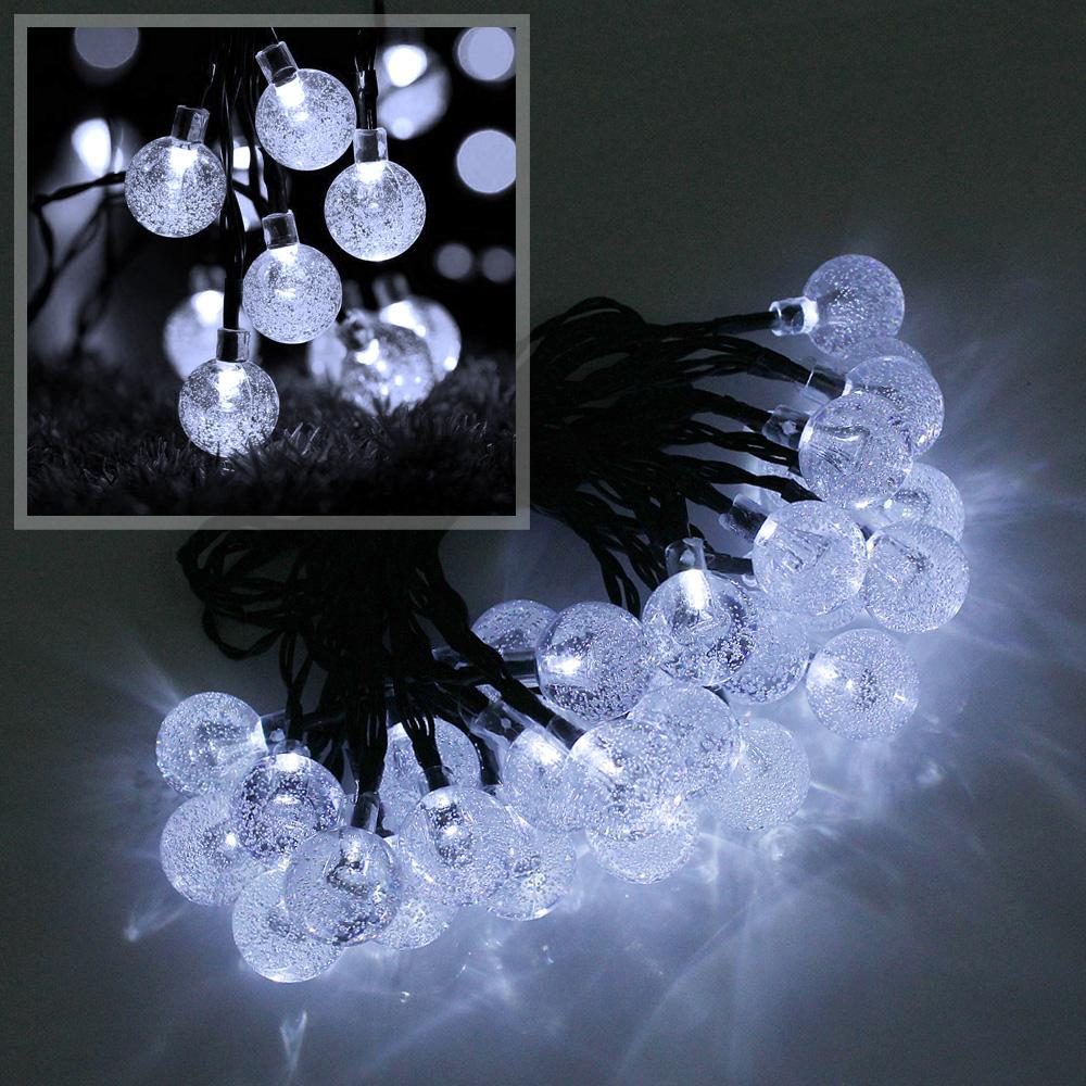 

Светодиодные солнечные фонари 5 м 6 м хрустальный шар вспышки гирлянды 2 режима водонепроницаемые для наружного сада рождественские украшения 6 meters