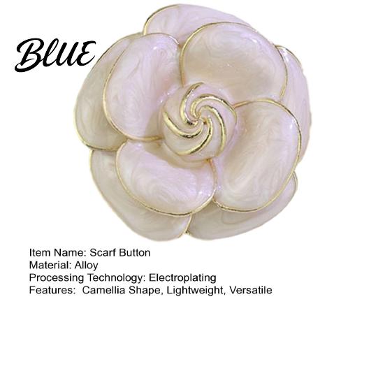 Sweater Scarf Brooch Button Camellia Shape Alloy with Glossy Glaze