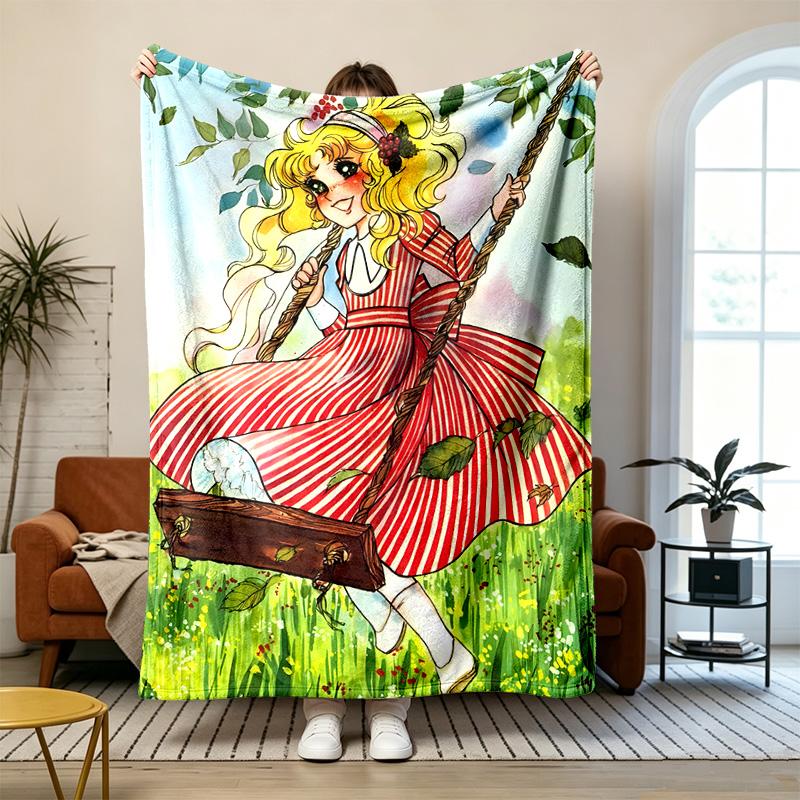 candy candy Soft and comfortable flannel Suitable for sofas living rooms outdoor camping travel and also makes a great anniversary gift