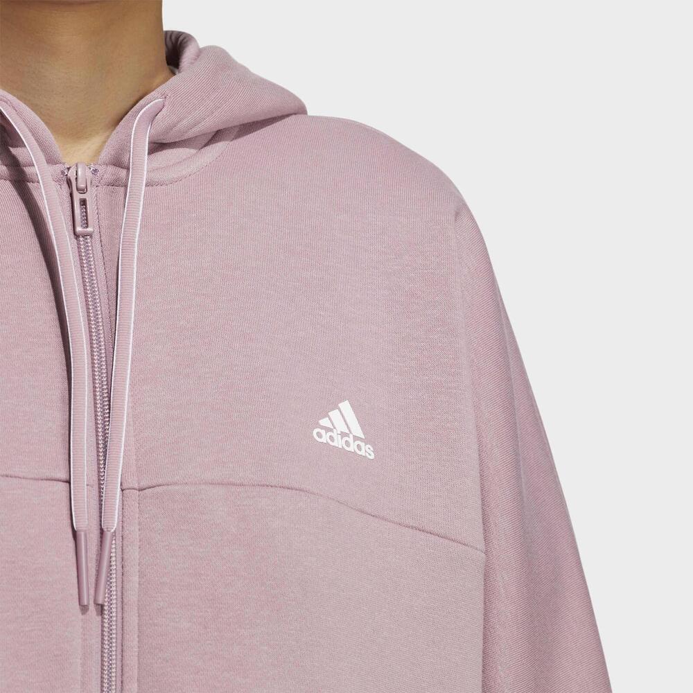 Adidas Striped Logo Patch Hooded Jacket, Women Long Sleeve Casual Sports Magic-Purple Pink Outerwear HM2811