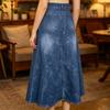 Women's Casual Floral Print Denim Skirt Mid Length A Line Denim Skirt with Floral Pattern for Summer Fashion