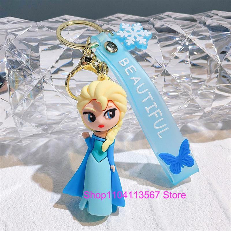 Anime Cartoon Silicone Girl Mermaid Princess Keychain Cute Snow White Anna Alice Keyring Bag Key Chain Pendant Kids Toys Gifts