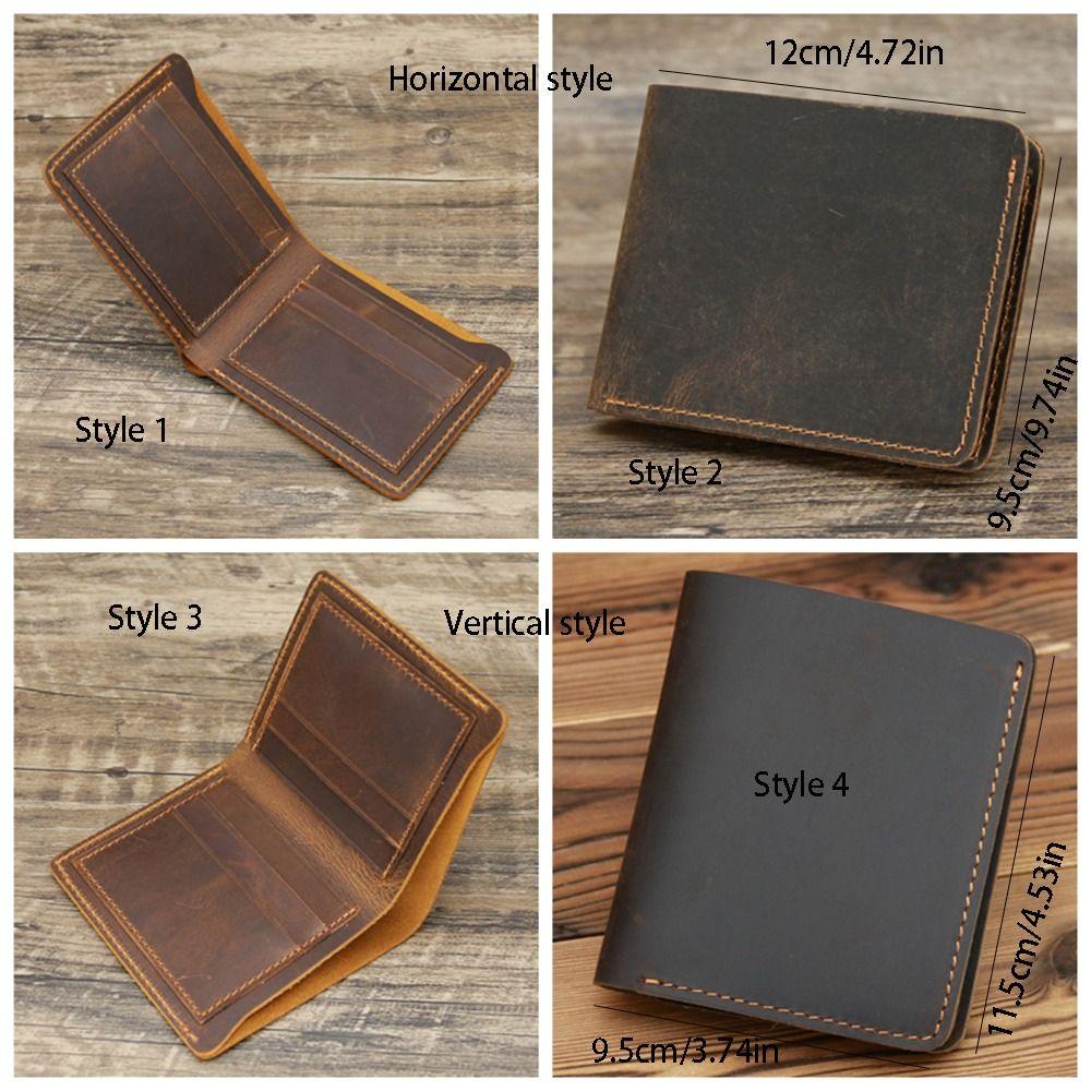 Bifold Design Men Genuine Leather Wallet Retro Male Purse Handmade Wallet  Outdoor