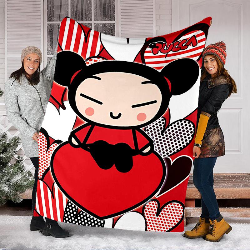 Pucca Theme Printed Blanket - Perfect for Couch, Bed, Travel & Outdoor Use | Machine Washable, Cozy & Durable.