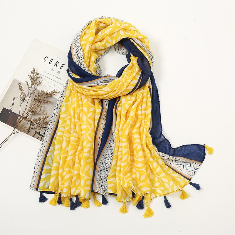 Fashion Luxury Ink Painting Floral Tassel Viscose Shawl Scarf Lady High Quality Wrap Pashmina Stole Bufandas Muslim Hijab