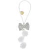 1 Pcs Polymer Clay Faux Rhinestone Bowknot Pompom Car Rear View Mirror Pendant Accessories Car Hanging Ornament White