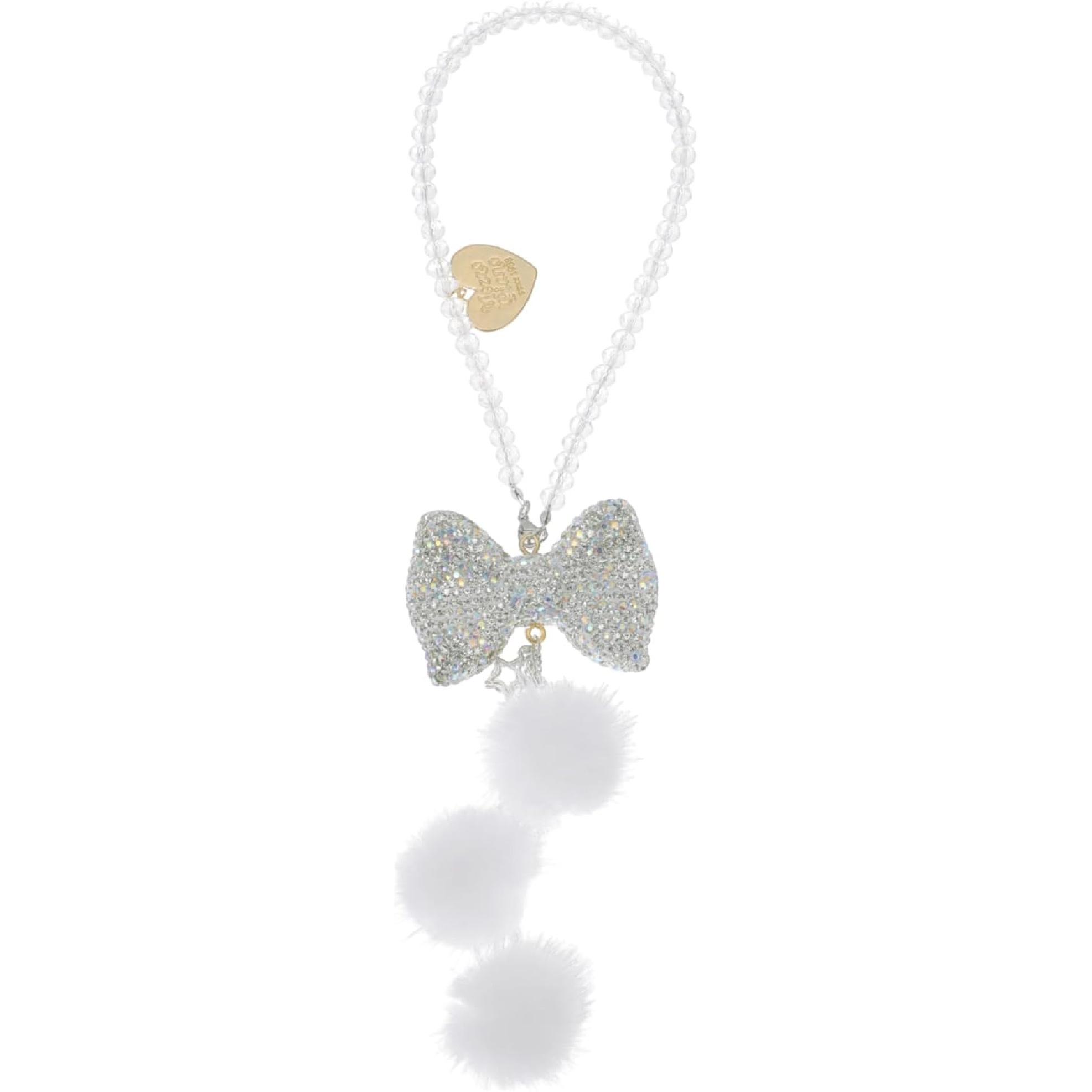 

1 Pcs Polymer Clay Faux Rhinestone Bowknot Pompom Car Rear View Mirror Pendant Accessories Car Hanging Ornament White белый