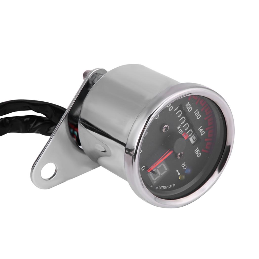 Motorcycle Digital Odometer Speedometer Tachometer Gauge with LED Indicator Black