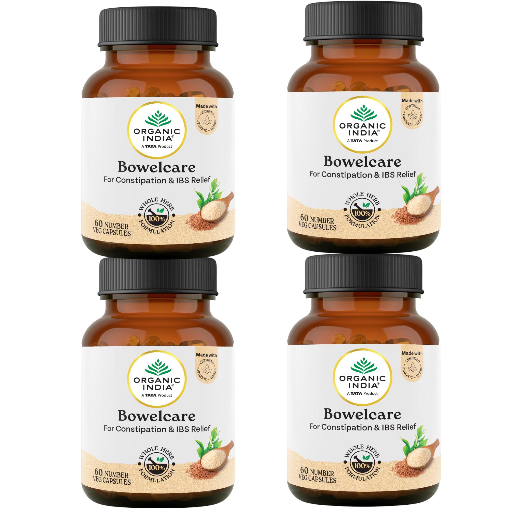

Organic India Bowelcare 60 Veg Capsules Pack of 4 Natural Wellness Herbal Supplement Support