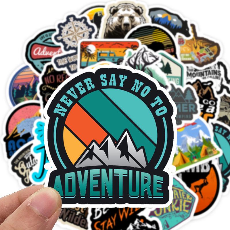 50 Outdoor Scenery Travel Case Trolley Case Car Skateboard Cartoon Travel Adventure Stickers Waterproof