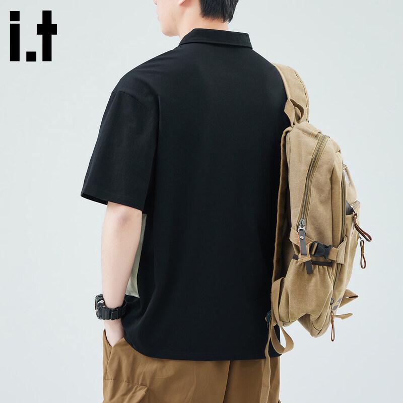 CHOCOOLATEit Men's Color Block Short Sleeve Polo Shirt