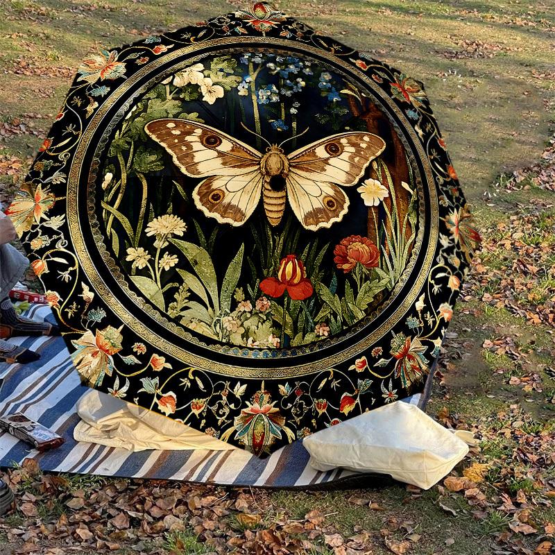 1PC Butterfly Floral Umbrella-8-Rib Reinforced, Automatic Open, Lightweight & Durable, Cute Fashion Accessory for Outdoor, Beach or Casual Use, Beach