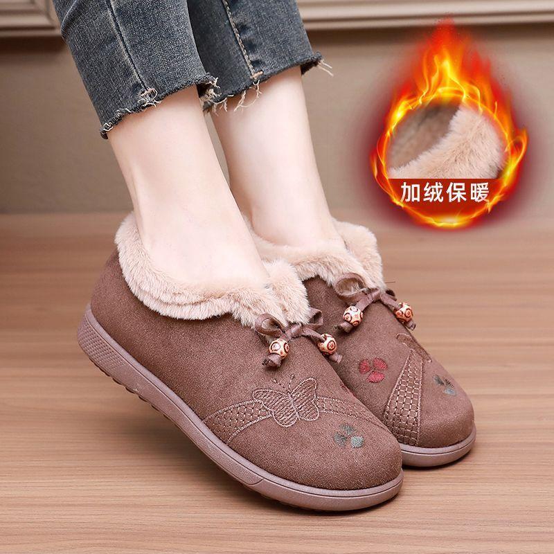 Winter old north cloth shoes women's velvet thickened middle-aged and elderly mother cotton shoes cold warm flat bottom the elderly cotton boots
