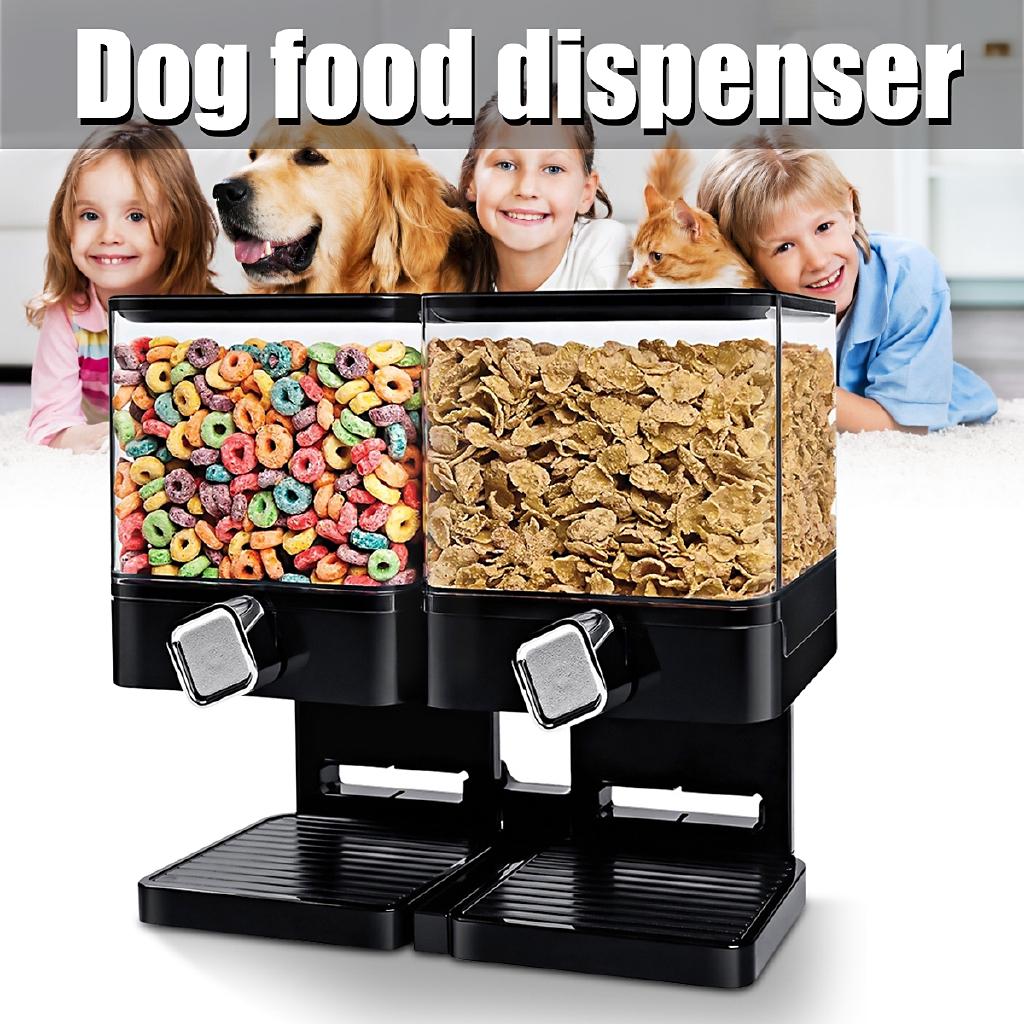 New Double Cereal Dispenser Storage Dry Food Snack Container Wall Mounted Kitchen Canister Contain Box for Home Kitchen