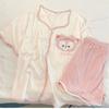 Pajamas Women'S Short-Sleeved Shorts Jade Cinnamon Dog Embroidered Bow Cute Girl Loose Loungewear Set