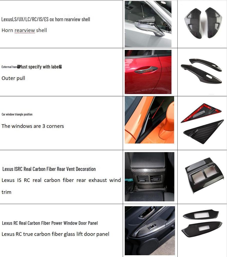 Lexus LS LC RC ES LM Carbon Fiber Mirror Shell Horn Exterior Upgrade Accessories