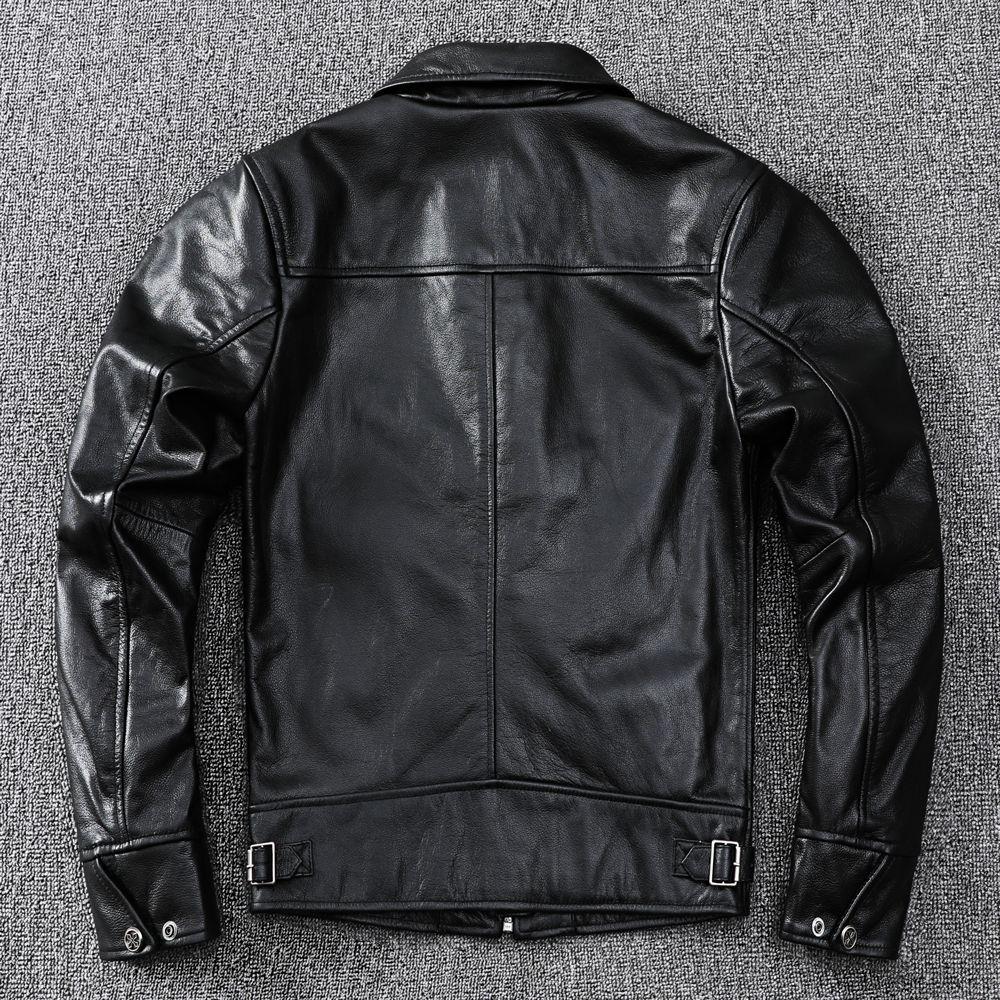 First Layer Cowhide Soft and Delicate Genuine Leather Jacket Men's Motorcycle Style Slim Leather Jacket