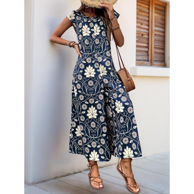 Casual Jumpsuits Retro Floral Print Loose Jumpsuits
