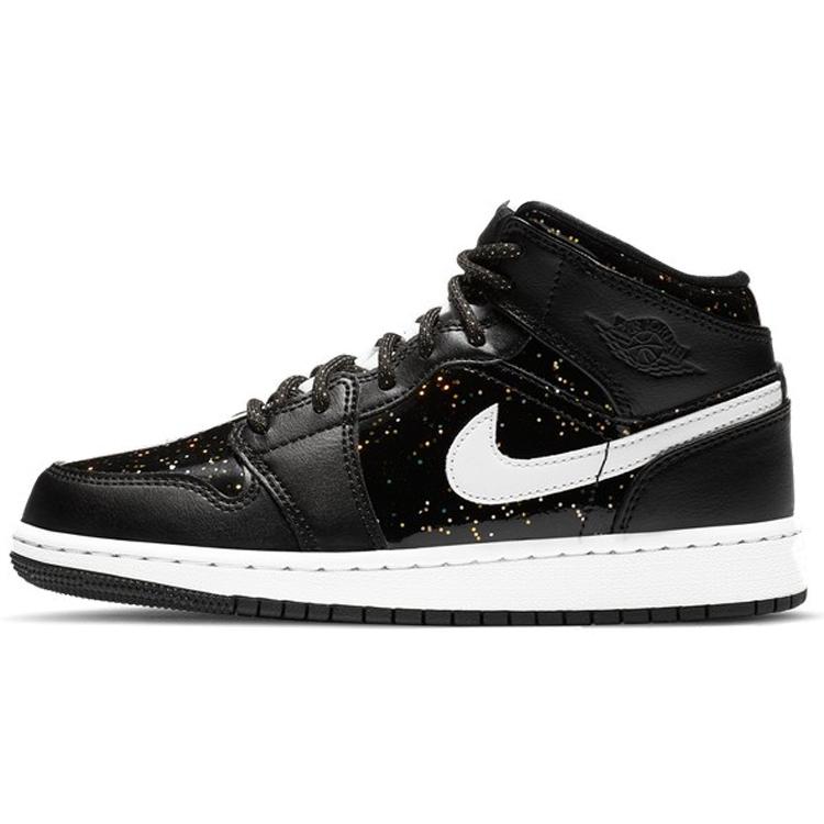 

Jordan 1 Mid Black Speckle GS AV5174-001 36