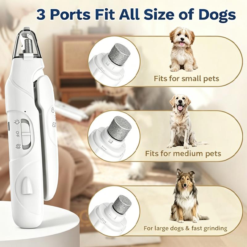 Safe Automatic 2-in-1 Pet Nail Clipper Grinder Foldable USB Rechargeable LED Light Low Noise Stainless Steel Pet Grooming
