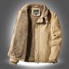 Winter Casual Men's Velvet Thickened Lapel Military Uniform Middle-aged Cotton-padded Coat Loose Lamb Wool Cotton Coat