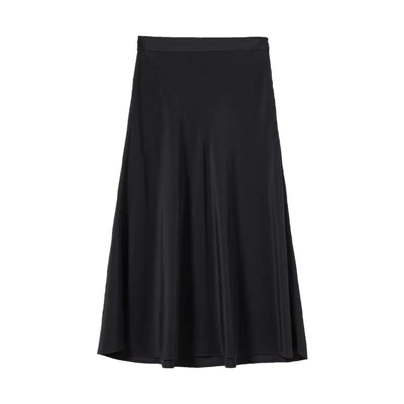Langzi Wang Churan Co-branded Mulberry Silk A-Line Fishtail Midi Skirt