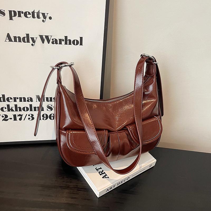 Ielgy Retro Fashion Underarm Bag Trendy All-Match Tote Bag Large Capacity
