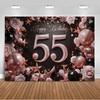 Sfondo per 55° Compleanno Forniture Palloncini Nero Oro 55 Anni Sfondo Decorazione Festa Scintillante Oggetti di Scena per Servizio Fotografico