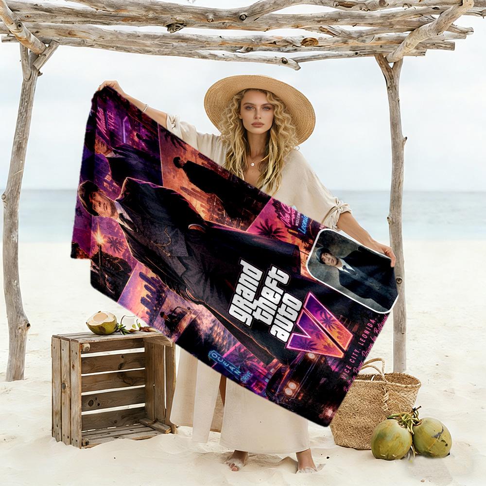 Grand Theft Auto Beach Towel High Absorbency Quick-Dry Comfortable Lightweight Perfect for Traveling Yoga Camping and Swimming