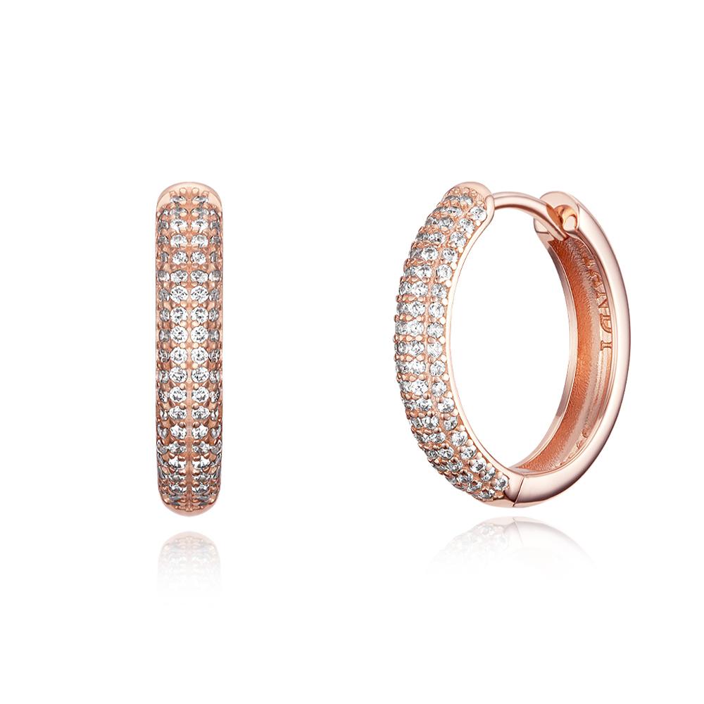 Tandy Silver 925 Zirconia Luxury Cubic One-Touch Earrings Tde307 Rose Gold