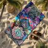 Neon-Mandala-Lotus-Muster Polyester-Mikrofaser-Strandtuch ist hochsaugfähig, geeignet für Schwimmen und Strandausflüge