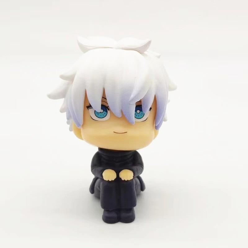 [Caliente] Jujutsu Kaisen Chibi Conjunto De Figuras Sentadas: Yuji, Gojo, Megumi, Nobara-gran Cabeza Lindo Anime Juguete Para