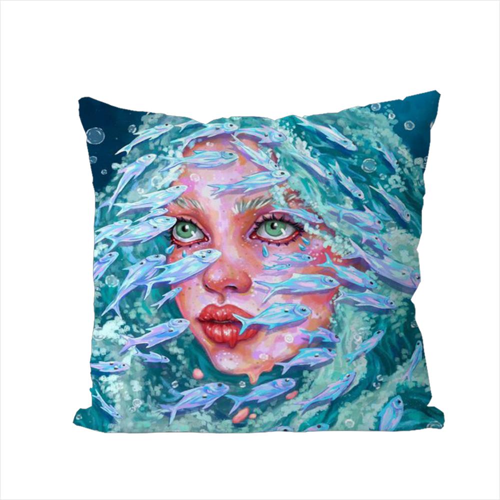Eunpyon Art Pillow Case For Car Sofa Decorative Home Doublesided Print Plush Square Throw Pillow Cushion Cover