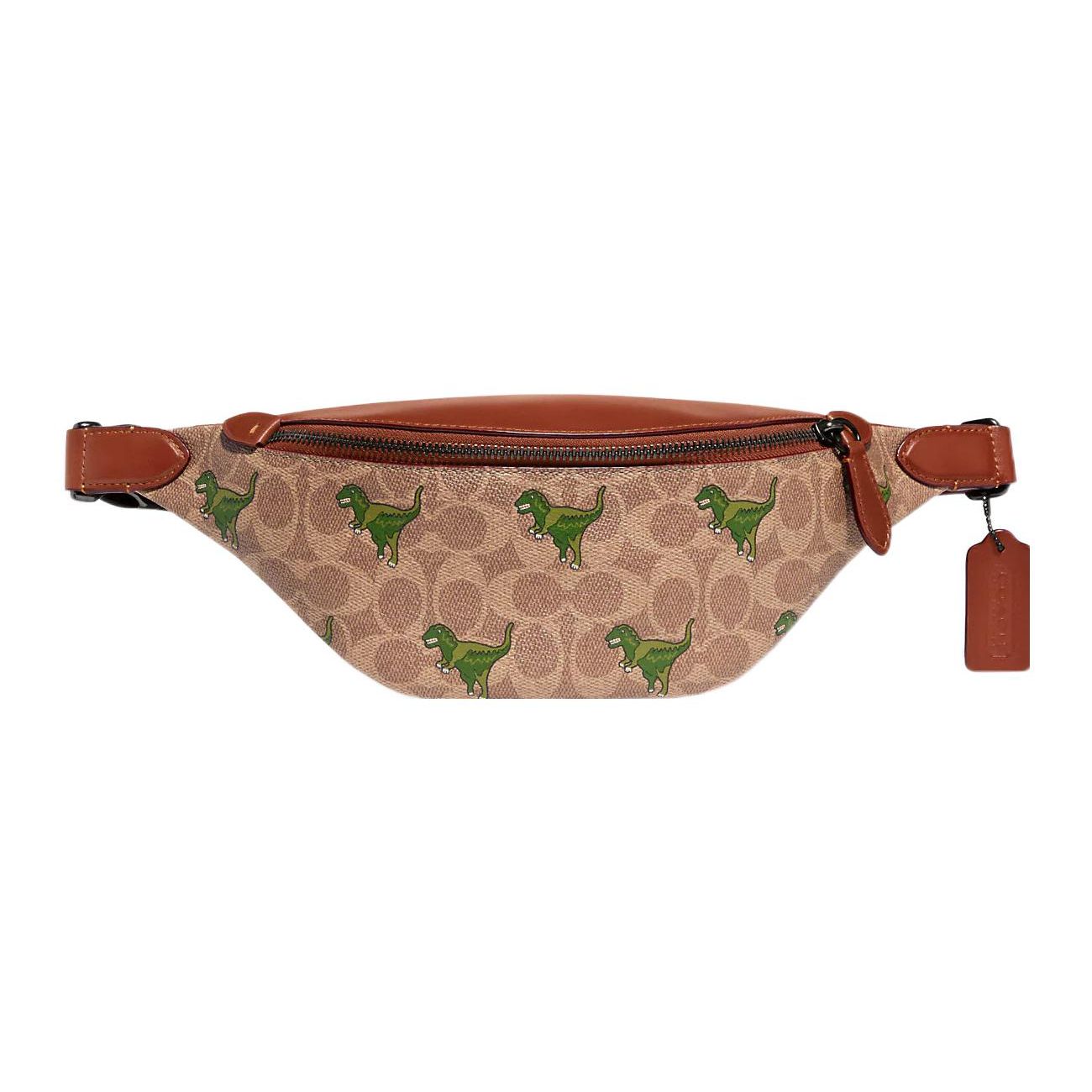 Coach 32 Classic Monogram Zipper Closure Cartoon Dinosaur Print Coated Canvas With Fine Calfskin Large Shoulder Bag Chest Bag Waist Bag CF876-NU3 Basic Set BagDust Bag 26460₽