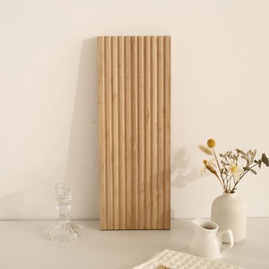 Wooden Serving Platter, Geometric Design Boho Decorative Serving Tray for Fruit, Bread, Vegetables, Multi-use Organizer Tray for Coffee Table, Dinner,