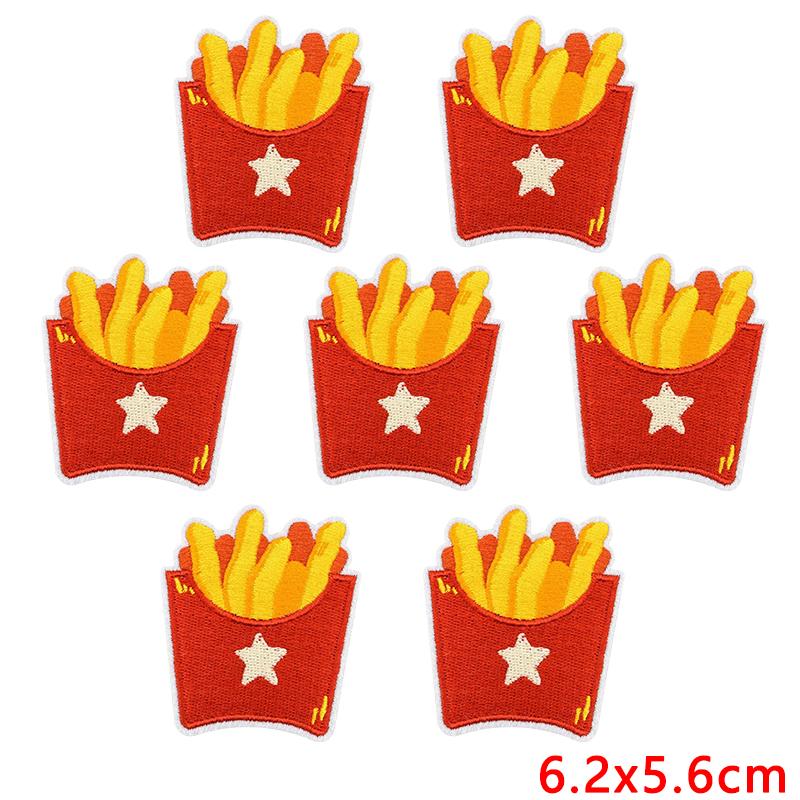 10pcs Cute Cartoon Embroidered Patches Diy Pudding Donuts Ice Cream Doodle Stickers Iron On Patches For Clothing Decoration 