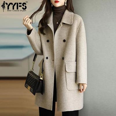 Damenmode, lässig, einfarbig, Herbst-Winter, langärmelig, POLO-Ausschnitt, Jacken und Mäntel