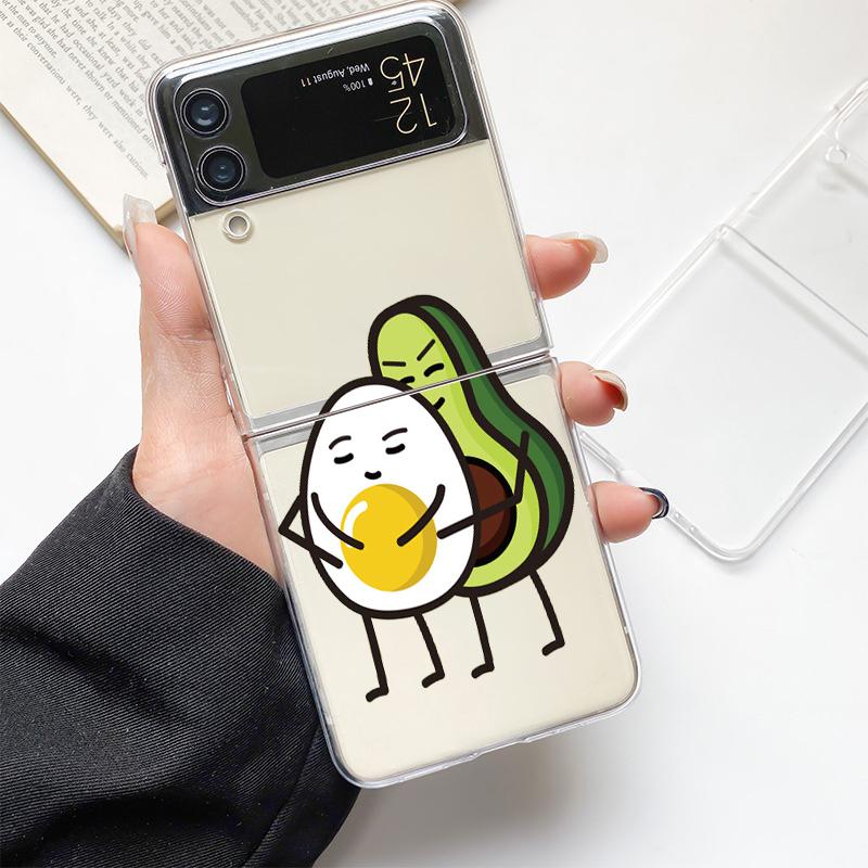 Cute Avocado Baby Yoga Fashion Phone Case For Samsung Galaxy Z Flip 3 4 5 6 7 Hard Folding Z Flip4 PC Cover Protector Gift