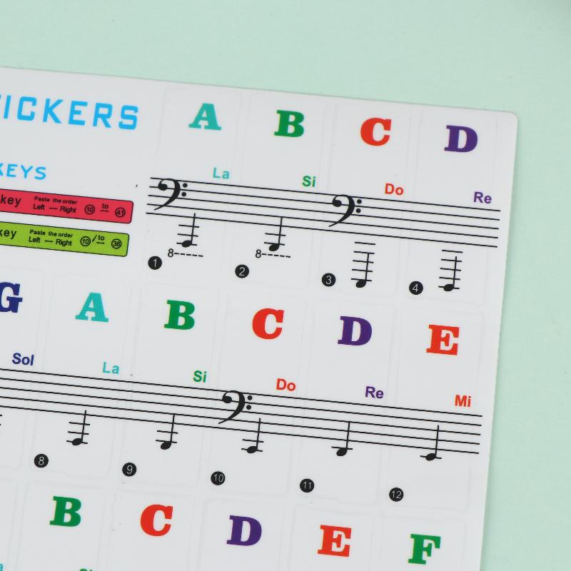 1 Set Beginner Letter Piano Sticker 88/61/54/49 Keys With Removable Colored Note Labels Piano Keyboard Stickers