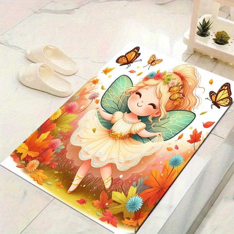 1pc Beautiful little flower fairy Print, Design Indoor Area Rug - Soft, Anti-Slip, and Durable Gaming Room Decor for Bedroom