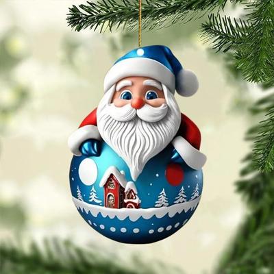 Neuer Cartoon-flacher Acryl-2D-Anhänger Weihnachtsmann Weihnachtsbaum Innendekoration Anhänger, Party