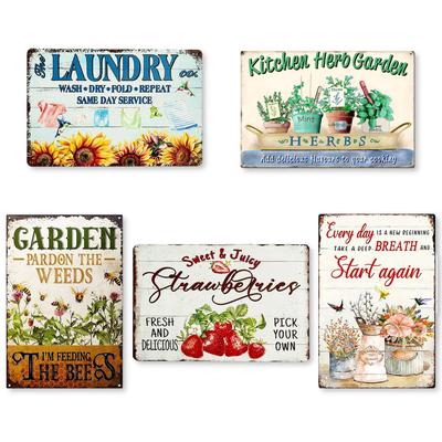Tin Gardening Wall Floor Standing Garden Care Work Vintage Antique Sign, Decor, Plate, Interior, Retro, Style, (Garden Ver2)