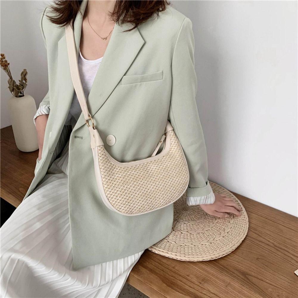 Designer Woven Straw Bag Bohemian Crossbody Hobo Bag Trendy Single Shoulder Bag Ladies/Girls