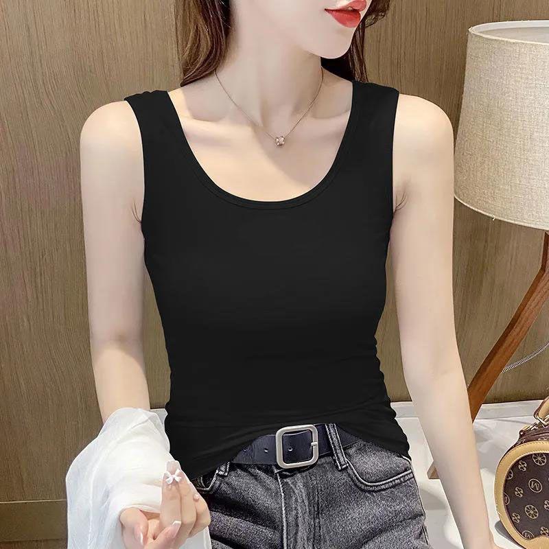 Women s Slim Fit U-neck Modal Cotton Sleeveless Vest - Lightweight Base Layer Camisole M [80-95 lbs] чёрный