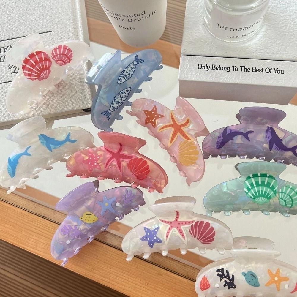 Acetic Acid Ocean Animal Hair Clip Korean Style Geometry Shark Clip Fashion Shell Hair Claw  Women