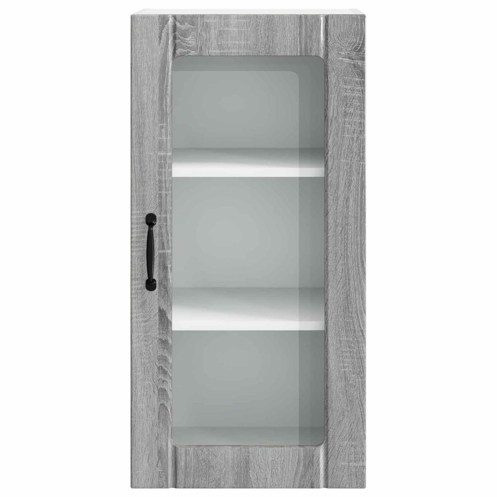 Wall Mounted Glass Cabinet PORTO 2 pcs Grey Sonoma 40 x 31 x 80 cm
