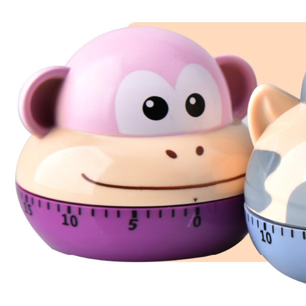 Mechanical Driven Cartoon Kitchen Timer Round Shape Animal Shape Timer Time Tracking