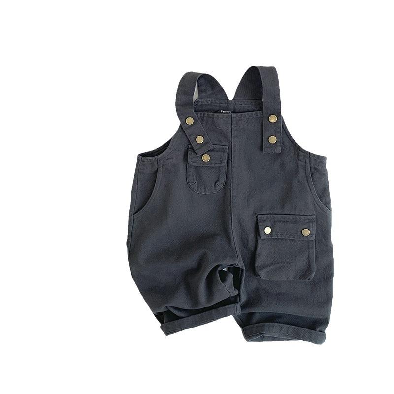 Korean Style Unisex Kids Solid Suspender Long Pants Casual Children Clothing