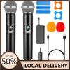 Karaoke Dual Handheld Dynamic Microphone with Rechargeable Receiver for Wedding Party Speech Church Club Wireless Microphone